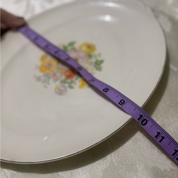 Vintage  Yellow and White Round Serveware Plate with Floral Design - Picture 9 of 9